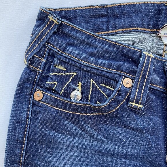 $231 True Religion Women’s Becky Heritage Jeans Slim Bootcut Dark Blue Size 25 - Picture 6 of 13